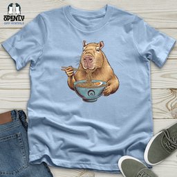 Capybara Eating Noodles Unisex T Shirt Gift For Animal Lover