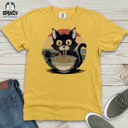 Cat With Ramen Heavy Cotton Comfort Colors Tee Gift For Cat Lover