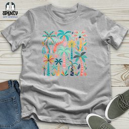Colorful Palm Trees Unisex T Shirt Gift For Animal Lover
