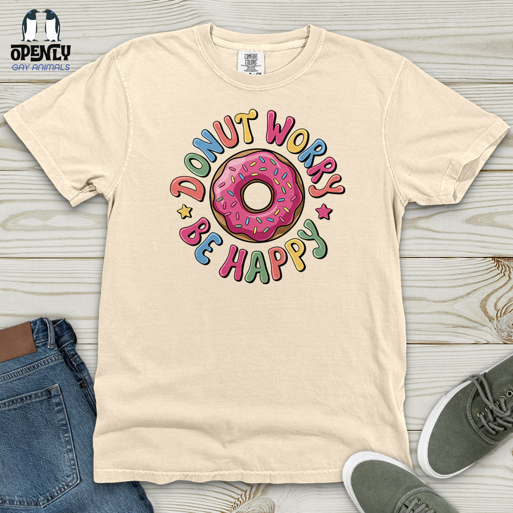 Donut Worry Be Happy Heavy Cotton Comfort Colors Tee Gift For Animal Lover