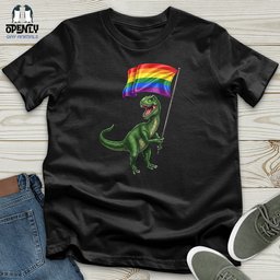 Dinosaur With Flag Unisex T Shirt Gift For Dinosaur Lover