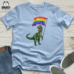 Dinosaur With Flag Unisex T Shirt Gift For Dinosaur Lover