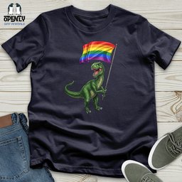 Dinosaur With Flag Unisex T Shirt Gift For Dinosaur Lover