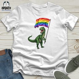 Dinosaur With Flag Unisex T Shirt Gift For Dinosaur Lover