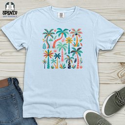 Colorful Palm Trees Heavy Cotton Comfort Colors Tee Gift For Animal Lover