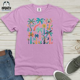 Colorful Palm Trees Heavy Cotton Comfort Colors Tee Gift For Animal Lover