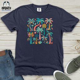 Colorful Palm Trees Heavy Cotton Comfort Colors Tee Gift For Animal Lover