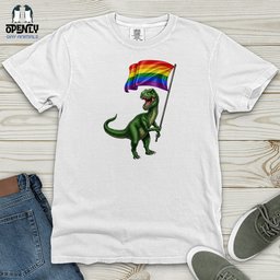 Dinosaur With Flag Heavy Cotton Comfort Colors Tee Gift For Dinosaur Lover