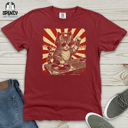 DJ Cat Heavy Cotton Comfort Colors Tee Gift For Cat Lover