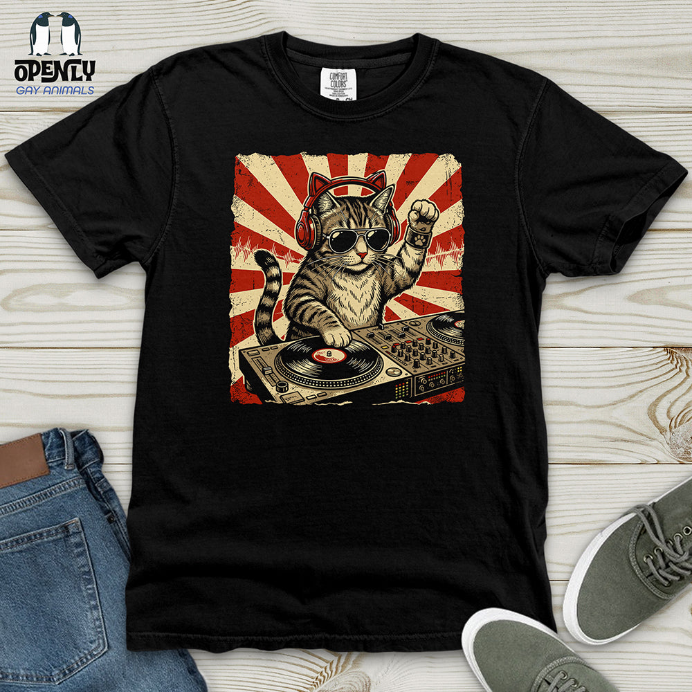 DJ Cat Heavy Cotton Comfort Colors Tee Gift For Cat Lover