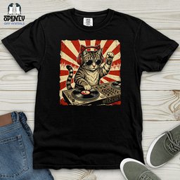 DJ Cat Heavy Cotton Comfort Colors Tee Gift For Cat Lover