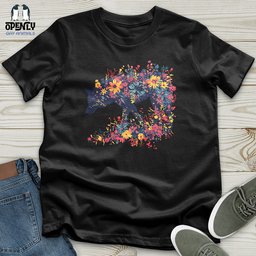 Floral Wolf Silhouette Unisex T Shirt Gift For Animal Lover