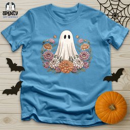 Floral Halloween Ghost Unisex T Shirt Gift For Animal Lover