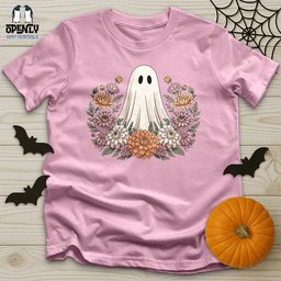 Floral Halloween Ghost Unisex T Shirt Gift For Animal Lover