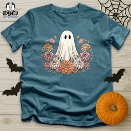 Floral Halloween Ghost Unisex T Shirt Gift For Animal Lover
