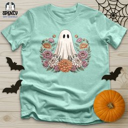 Floral Halloween Ghost Unisex T Shirt Gift For Animal Lover