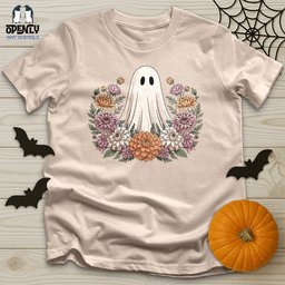 Floral Halloween Ghost Unisex T Shirt Gift For Animal Lover