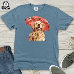 Golden Optimist Umbrella Heavy Cotton Comfort Colors Tee Gift For Animal Lover