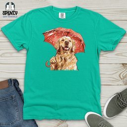 Golden Optimist Umbrella Heavy Cotton Comfort Colors Tee Gift For Animal Lover