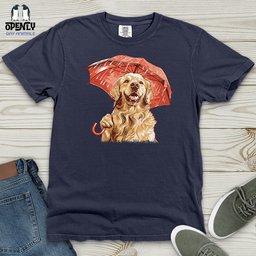 Golden Optimist Umbrella Heavy Cotton Comfort Colors Tee Gift For Animal Lover