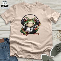 Frog In Headphones Unisex T Shirt Gift For Frog Lover
