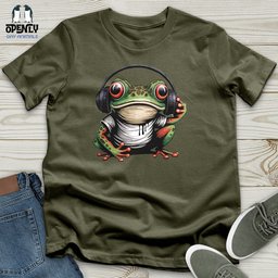 Frog In Headphones Unisex T Shirt Gift For Frog Lover