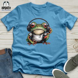 Frog In Headphones Unisex T Shirt Gift For Frog Lover