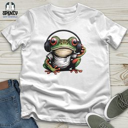 Frog In Headphones Unisex T Shirt Gift For Frog Lover