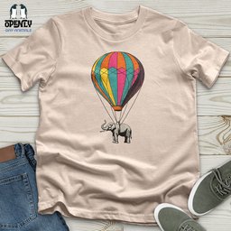 Elephant With Air Balloon Unisex T Shirt Gift For Animal Lover