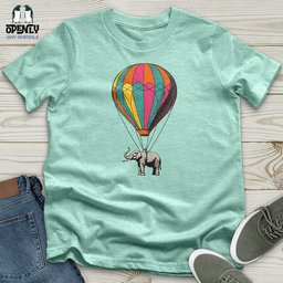 Elephant With Air Balloon Unisex T Shirt Gift For Animal Lover
