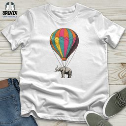 Elephant With Air Balloon Unisex T Shirt Gift For Animal Lover