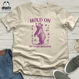 Hold On Im Overstimulated Bear Softstyle Tee Gift For Animal Lover