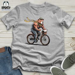 Grizzly Bear Riding Bicycle Unisex T Shirt Gift For Animal Lover