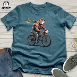 Grizzly Bear Riding Bicycle Unisex T Shirt Gift For Animal Lover