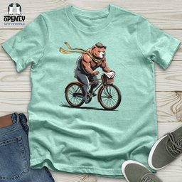 Grizzly Bear Riding Bicycle Unisex T Shirt Gift For Animal Lover