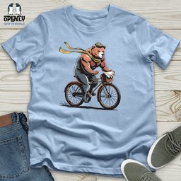 Grizzly Bear Riding Bicycle Unisex T Shirt Gift For Animal Lover