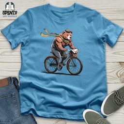 Grizzly Bear Riding Bicycle Unisex T Shirt Gift For Animal Lover