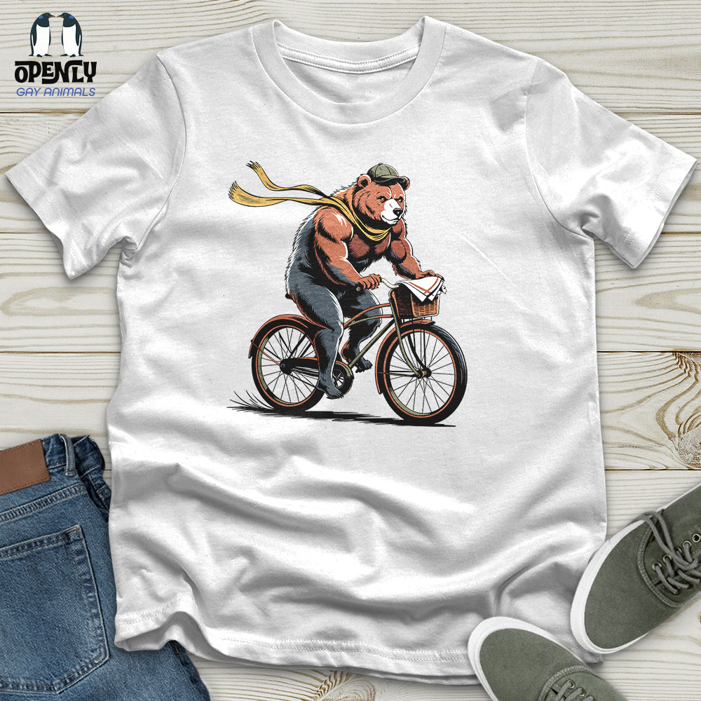 Grizzly Bear Riding Bicycle Unisex T Shirt Gift For Animal Lover