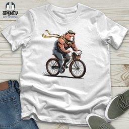 Grizzly Bear Riding Bicycle Unisex T Shirt Gift For Animal Lover