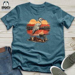 Heron Lakeside Grilling Unisex T Shirt Gift For Animal Lover