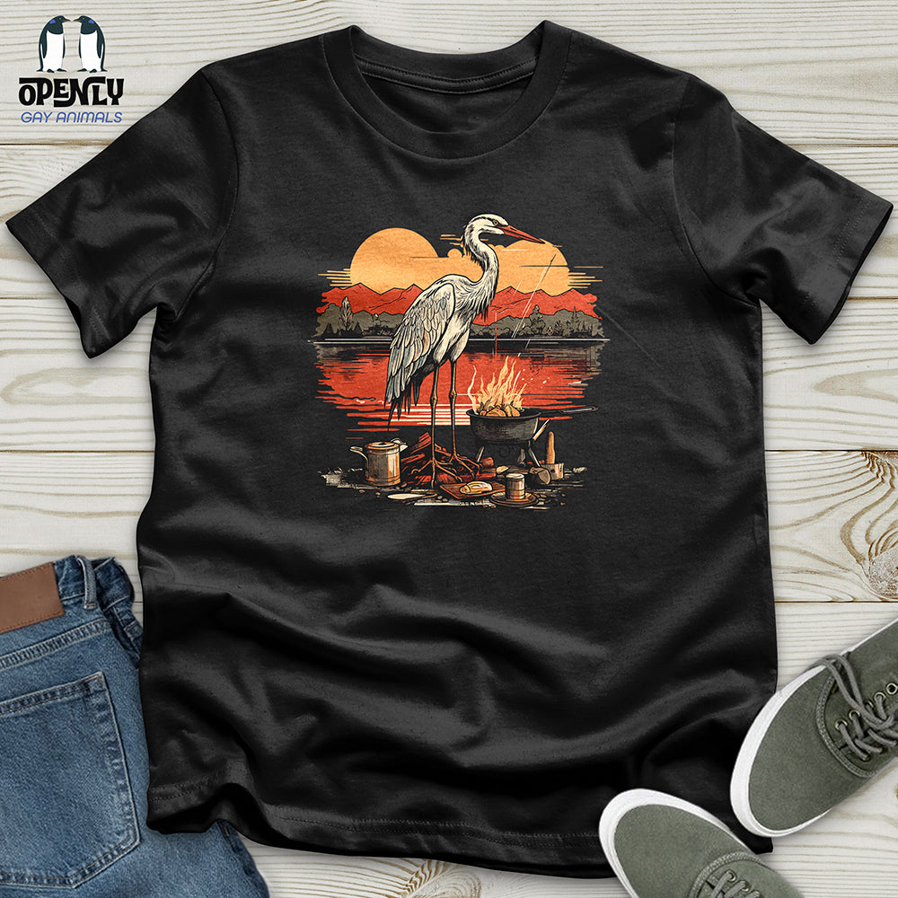 Heron Lakeside Grilling Unisex T Shirt Gift For Animal Lover