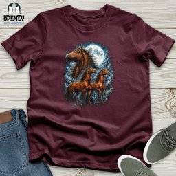 Horses Howling At The Moon Unisex T Shirt Gift For Horse Lover