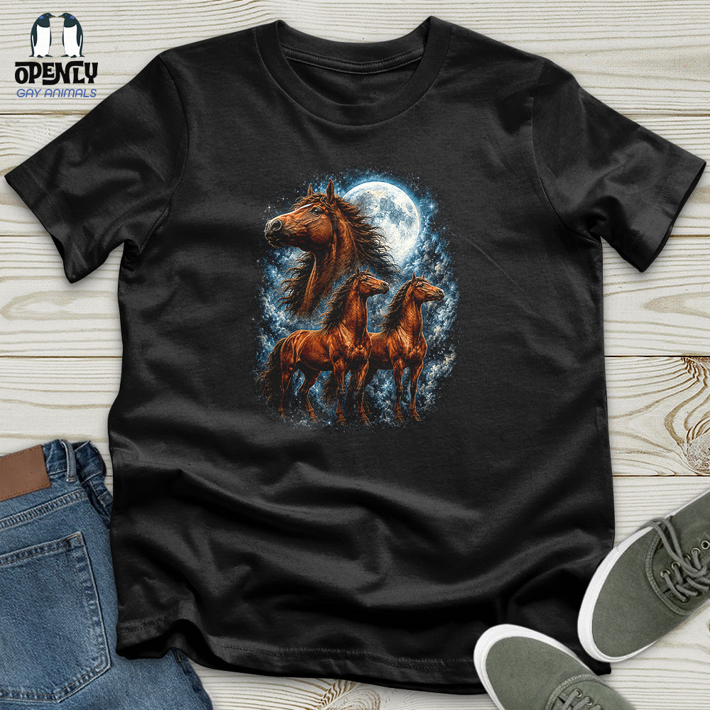 Horses Howling At The Moon Unisex T Shirt Gift For Horse Lover