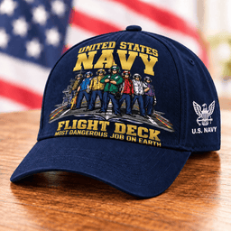 US Navy Flight Deck Most Dangerous Job On Earth Baseball Cap Military Gift For Men Baseball Cap Navy