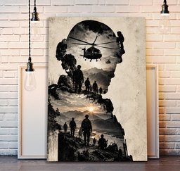 Veteran Helicopter Mission Silhouette Wall Art Decor, Gift for Service Member Canvas - Canvas-3