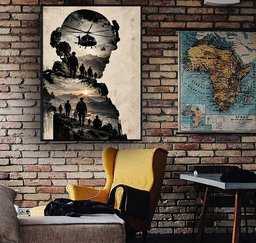 Veteran Helicopter Mission Silhouette Wall Art Decor, Gift for Service Member Canvas - Canvas-2