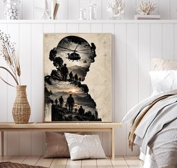Veteran Helicopter Mission Silhouette Wall Art Decor, Gift for Service Member Canvas - Canvas-5