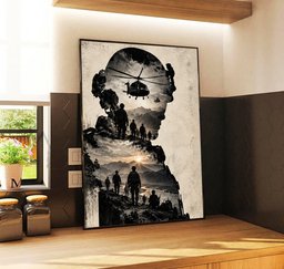Veteran Helicopter Mission Silhouette Wall Art Decor, Gift for Service Member Canvas - Canvas-6