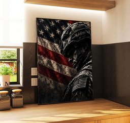American Flag Veteran Soldier Wall Art Decor for Home, Gift for Military Family Canvas - Canvas-6