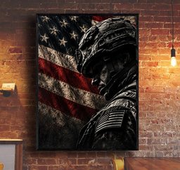 American Flag Veteran Soldier Wall Art Decor for Home, Gift for Military Family Canvas - Canvas-1